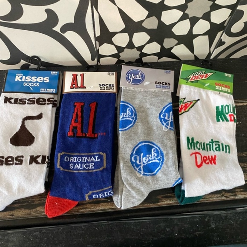 4 pairs of FUN FOODIE men's socks ( can be for gals as well!) makes a GREAT gift